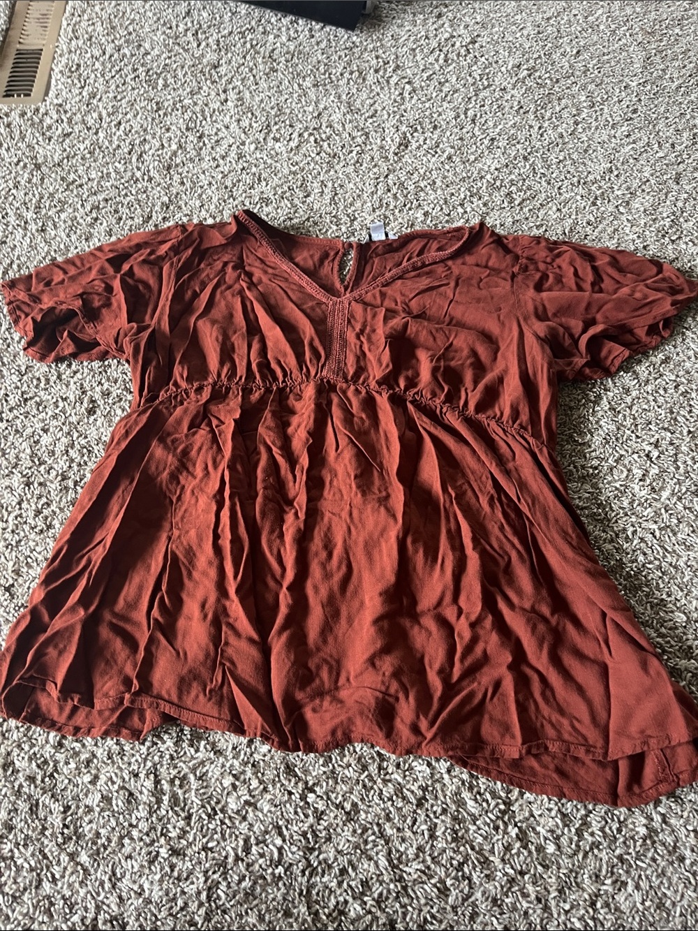 Rust Short-Sleeve V-Neck Maternity Top